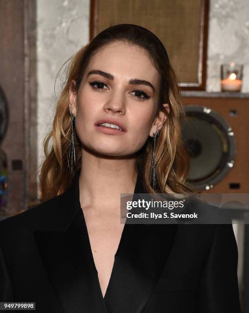 Actress Lily James poses during 2018 Tribeca Film Festival After-Party for Little Woods At Ace Hotel at Liberty Hall at Ace Hotel on April 21, 2018...