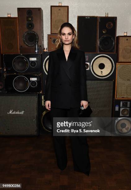 Actress Lily James poses during 2018 Tribeca Film Festival After-Party for Little Woods At Ace Hotel at Liberty Hall at Ace Hotel on April 21, 2018...