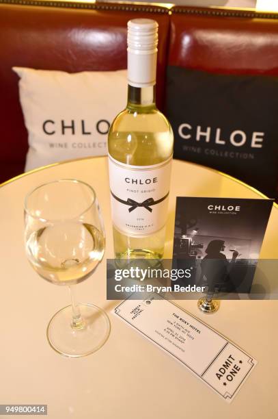 Chloe Pinot Grigio is served at the Chloe wine collection exclusive screening of "Blue Night" during the 2018 Tribeca Film Festival at The Roxy Hotel...