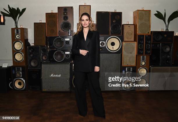 Actress Lily James poses during 2018 Tribeca Film Festival After-Party for Little Woods At Ace Hotel at Liberty Hall at Ace Hotel on April 21, 2018...