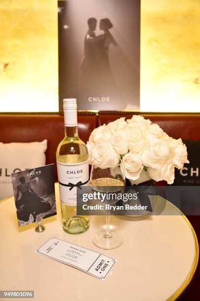 Chloe Pinot Grigio is served at the Chloe wine collection exclusive screening of "Blue Night" during the 2018 Tribeca Film Festival at The Roxy Hotel...