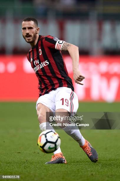 Leonardo Bonucci of AC Milan in action during the Serie A football match between AC Milan and Benevento Calcio. Benevento Calcio won 1-0 over AC...