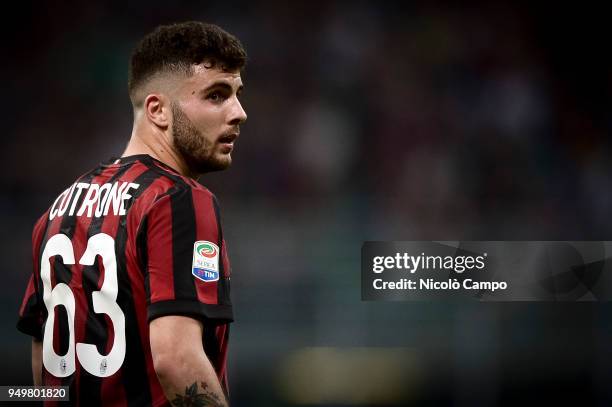 Patrick Cutrone of AC Milan looks on during the Serie A football match between AC Milan and Benevento Calcio. Benevento Calcio won 1-0 over AC Milan.