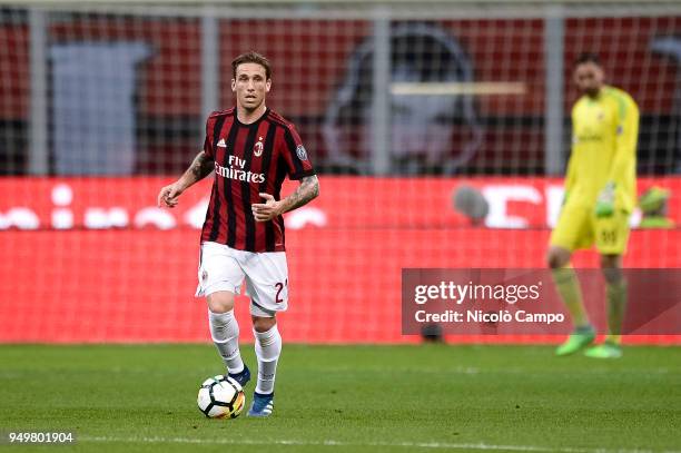 Lucas Biglia of AC Milan in action during the Serie A football match between AC Milan and Benevento Calcio. Benevento Calcio won 1-0 over AC Milan.