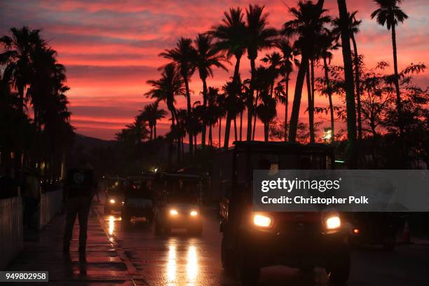 The sunset during the 2018 Coachella Valley Music And Arts Festival at the Empire Polo Field on April 21, 2018 in Indio, California.