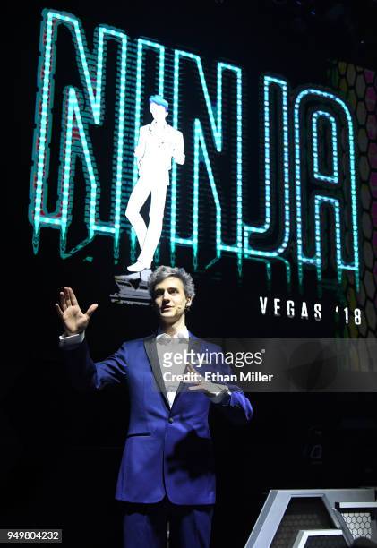 Twitch streamer and professional gamer Tyler "Ninja" Blevins is introduced during Ninja Vegas '18 at Esports Arena Las Vegas at Luxor Hotel and...