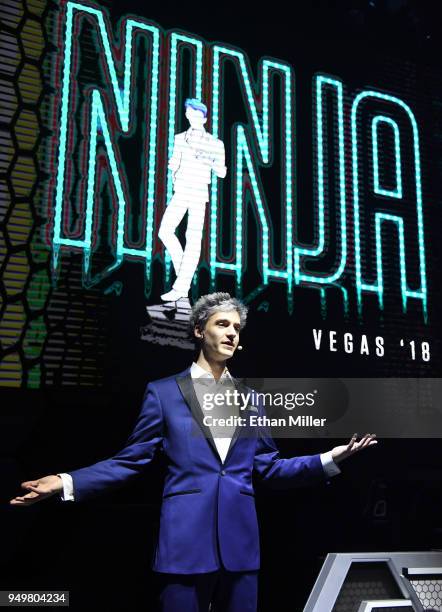 Twitch streamer and professional gamer Tyler "Ninja" Blevins is introduced during Ninja Vegas '18 at Esports Arena Las Vegas at Luxor Hotel and...