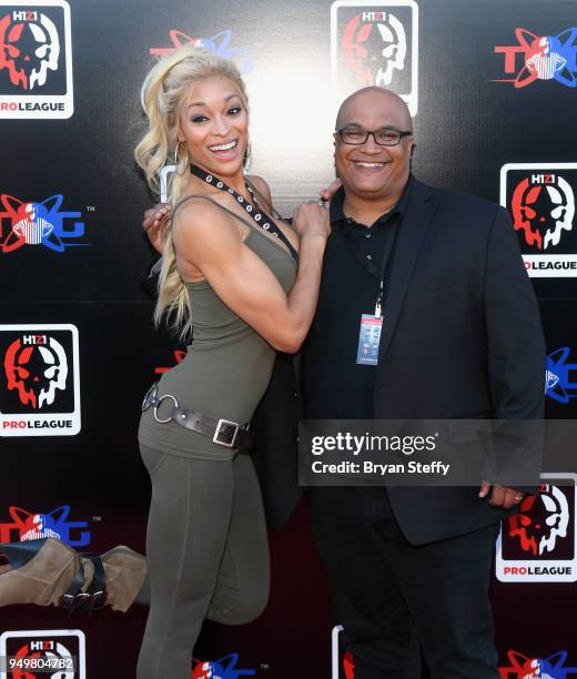 Fitness model/author Alicia Marie and Facebook Global Director, Games Partnerships Leo Olebe attend opening weekend of the Twin Galaxies H1Z1 Pro...