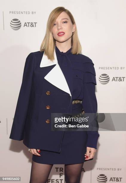 Lea Seydoux attends the "Zoe" premiere during the 2018 Tribeca Film Festival at BMCC Tribeca PAC on April 21, 2018 in New York City.