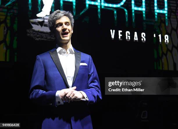 Twitch streamer and professional gamer Tyler "Ninja" Blevins is introduced during Ninja Vegas '18 at Esports Arena Las Vegas at Luxor Hotel and...