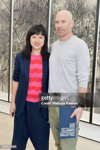 Curator Christine Y. Kim and Kevin Yorn attend LACMA 2018 Collectors Committee Breakfast and Curator Presentations at LACMA on April 21, 2018 in Los...