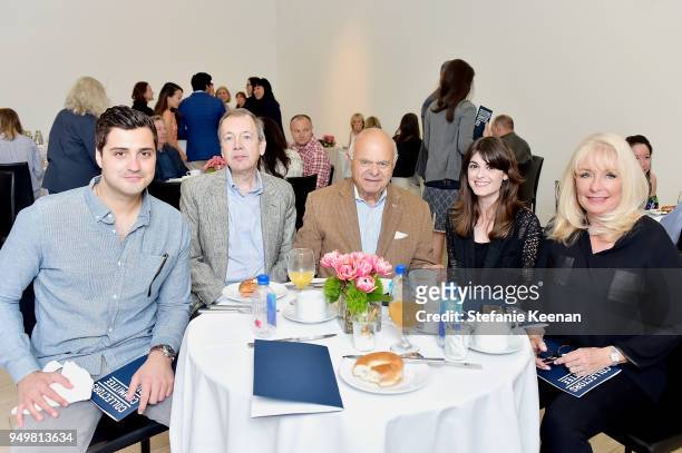Joe Scanga, William Poundstone, Marvin Jubas, Jennifer McCabe and Janet Jubas attend LACMA 2018 Collectors Committee Breakfast and Curator...
