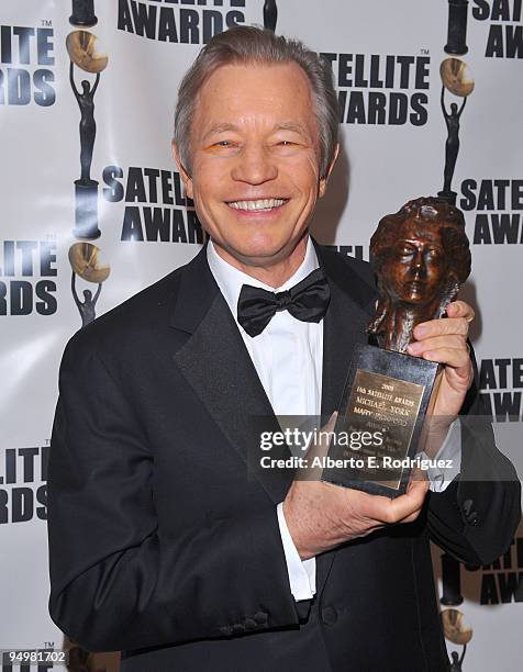 Actor Michael York receives the Mary Pickford Award at the International Press Academy's 14th Annual Satellite Awards on December 20, 2009 in Los...