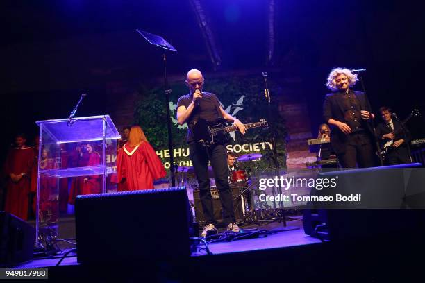 Moby performs on stage during The Humane Society Of The United States' To The Rescue! Los Angeles Gala at Paramount Studios on April 21, 2018 in Los...