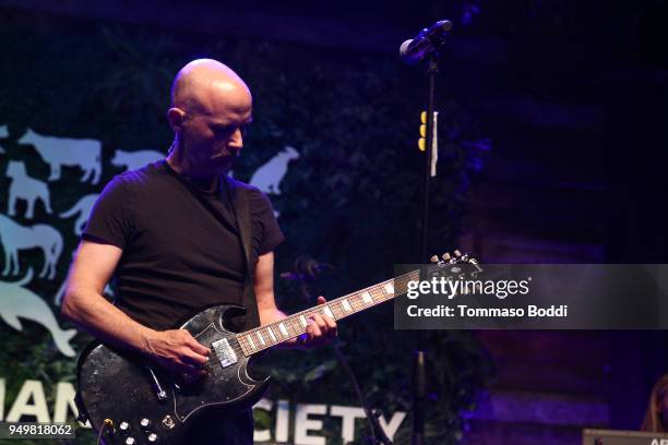 Moby performs on stage during The Humane Society Of The United States' To The Rescue! Los Angeles Gala at Paramount Studios on April 21, 2018 in Los...