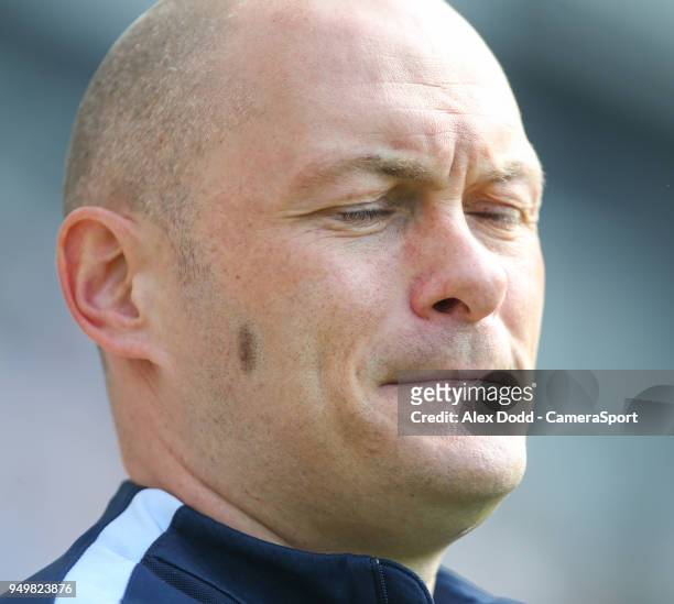 Preston North End manager Alex Neil during the Sky Bet Championship match between Preston North End and Norwich City at Deepdale on April 21, 2018 in...