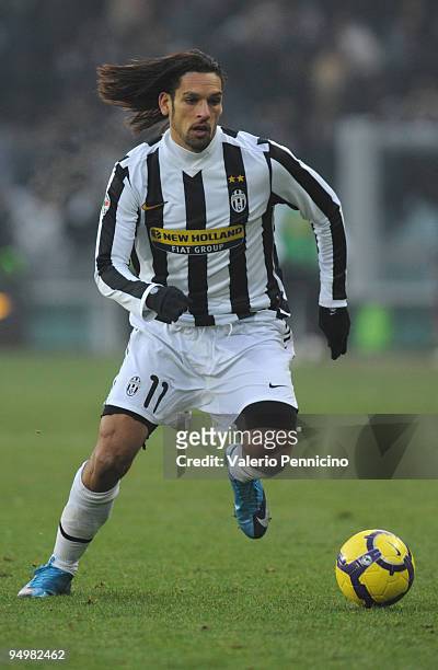 Carvalho De Oliveira Amauri of Juventus FC in action during the Serie A match between Juventus FC and Catania Calcio at Stadio Olimpico on December...