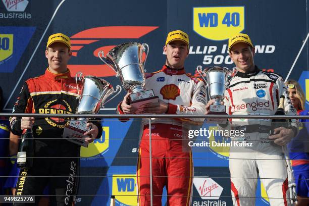 2nd place David Reynolds driver of the Erebus Penrite Racing Holden Commodore ZB, 1st place Scott McLaughlin driver of the Shell V-Power Racing Team...