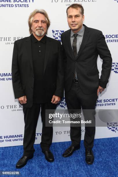 Geezer Butler and Shepard Fairey attend The Humane Society Of The United States' To The Rescue! Los Angeles Gala at Paramount Studios on April 21,...