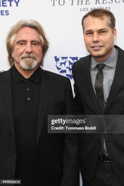 Geezer Butler and Shepard Fairey attend The Humane Society Of The United States' To The Rescue! Los Angeles Gala at Paramount Studios on April 21,...