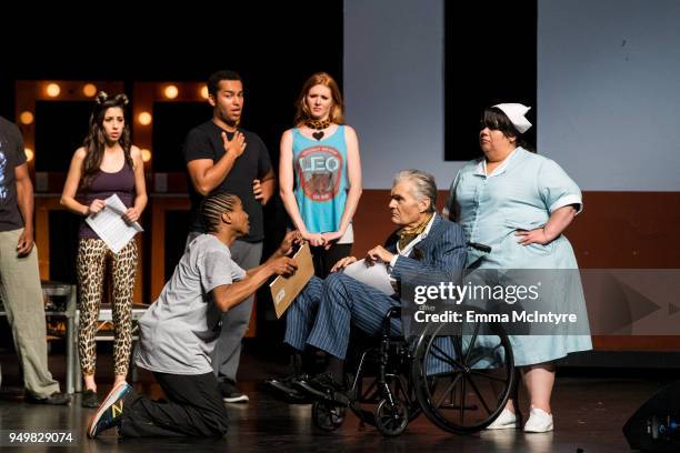 Actors Eric Anthony and Fred Willard perform onstage at 'CATstravaganza featuring Hamilton's Cats' on April 21, 2018 in Hollywood, California.