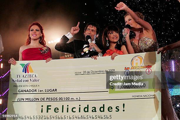 Rafael Araneda , Giovana and Ingrid Coronado during the final concert of the reality show La Academia at Victor Manuel Reyna stadium on December 20,...