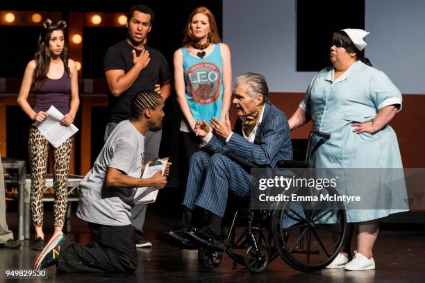 Actors Eric Anthony and Fred Willard perform onstage at 'CATstravaganza featuring Hamilton's Cats' on April 21, 2018 in Hollywood, California.