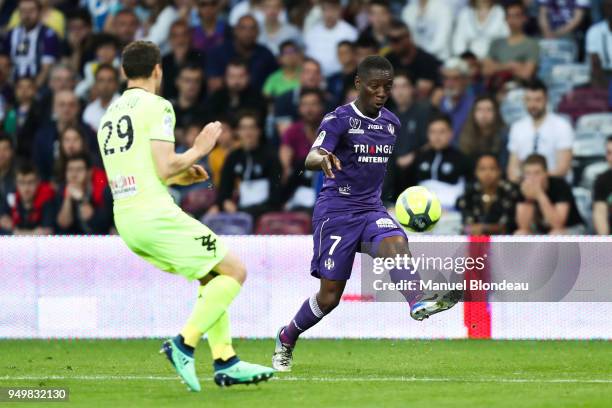 Max Alain Gradel of Toulouse during the Ligue 1 match between Toulouse and Angers SCO at Stadium Municipal on April 21, 2018 in Toulouse, .