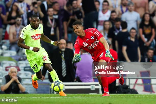 Alban Lafont of Toulouse during the Ligue 1 match between Toulouse and Angers SCO at Stadium Municipal on April 21, 2018 in Toulouse, .
