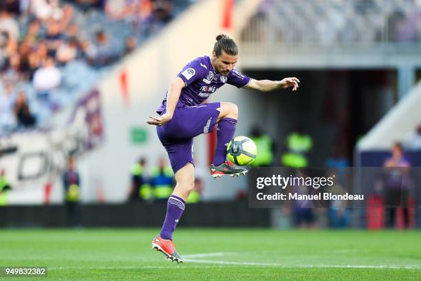 Yannick Cahuzac of Toulouse during the Ligue 1 match between Toulouse and Angers SCO at Stadium Municipal on April 21, 2018 in Toulouse, .
