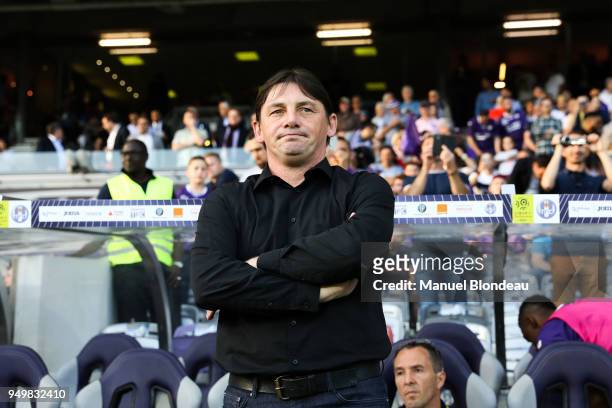 Head Coach Michael Debeve of Toulouse during the Ligue 1 match between Toulouse and Angers SCO at Stadium Municipal on April 21, 2018 in Toulouse, .