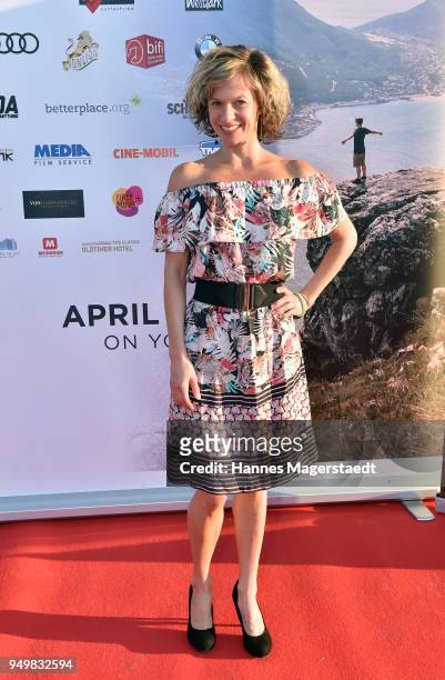Actress Christiane Dollmann attends 'Robin: Watch for Wishes' premiere at Cinestar on April 21, 2018 in Ingolstadt, Germany.