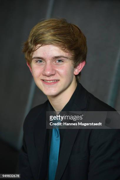 Actor Aiden Flowers attends 'Robin: Watch for Wishes' premiere at Cinestar on April 21, 2018 in Ingolstadt, Germany.