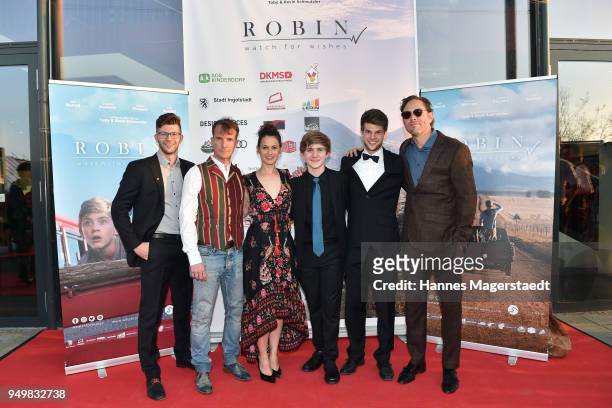 Kevin Schmutzler, Jeff Burrell, Leni Speidel, Aiden Flowers, Tobias Schmutzler and Clayton Nemrow attend 'Robin: Watch for Wishes' premiere at...