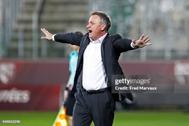 Frederic Hantz coach of Metz during the Ligue 1 match between Metz and SM Caen at on April 21, 2018 in Metz, .