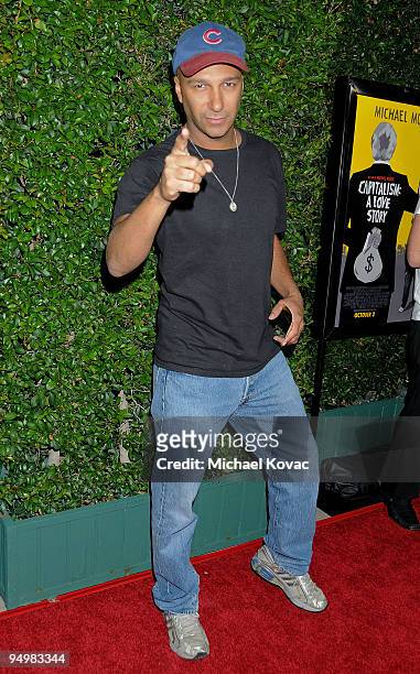 Rage Against the Machine guitarist Tom Morello arrives at the Los Angeles Premiere of "Capitalism: A Love Story" at the AMPAS Samuel Goldwyn Theater...