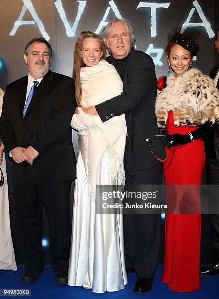 Producer Jon Landau, Suzy Amis, Director James Cameron and designer Uno Kanda attend the "Avatar" Japan Premiere at Roppongi Hills on December 21,...