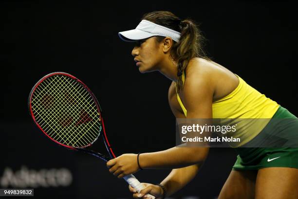 Destanee Aiava of Australia is pictured in her match with Daria Gavrilova of Australia against Lesley Kerkhove and Demi Schuurs of the Netherlands...