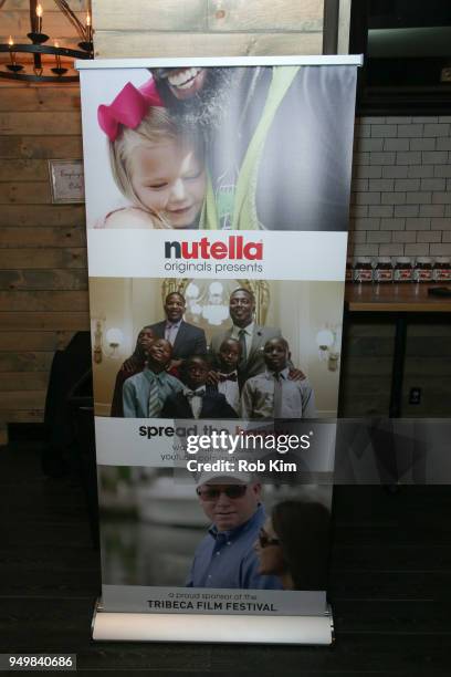 Banner and signage at the afterparty for ZOE during the 2018 Tribeca Film Festival at The Ainsworth on April 22, 2018 in New York City.