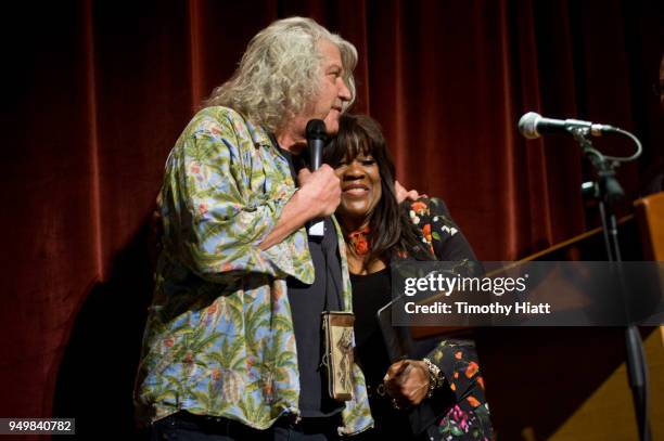 Jeff Dowd and Chaz Ebert attend the Roger Ebert Film Festival on Day four at the Virginia Theatre on April 21, 2018 in Champaign, Illinois.