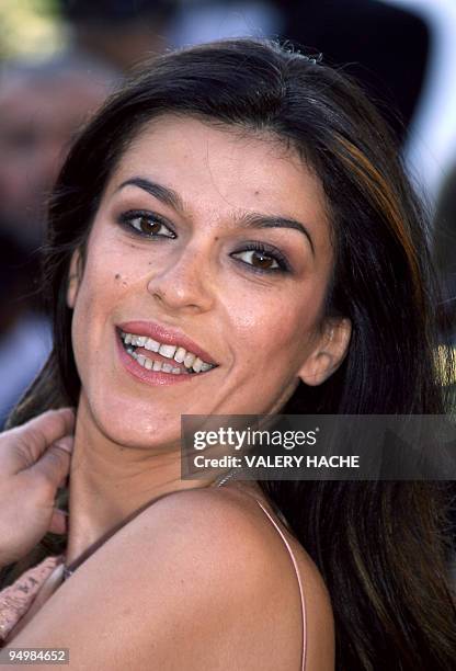 French model Jovanka Sopalovic poses upon arriving at the Festival Palace to attend the premiere of US director Sofia Coppola's film 'Marie...