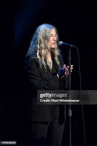 Patti Smith performs during the 5th Annual Light Up The Blues Concert an Evening of Music to Benefit Autism Speaks at Dolby Theatre on April 21, 2018...