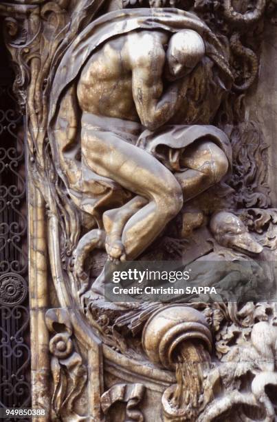 Sculpture de la façade du palais du marquis de Dos Aguas à Valence, Espagne.