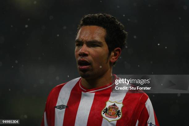 Sunderland player Kieron Richardson looks on during the Barclays Premier League game between Manchester City and Sunderland at City of Manchester...