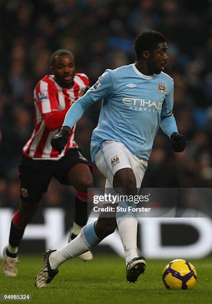 Manchester City defender Kolo Toure in action during the Barclays Premier League game between Manchester City and Sunderland at City of Manchester...