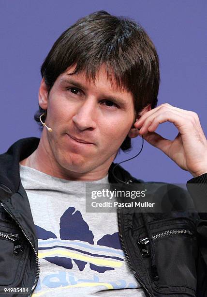 Argentina's Lionel Messi during a Press Conference for the FIFA 2009 Men's Player of the Year at the Kongresshaus on December 21, 2009 in Zurich,...