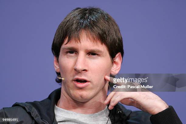 Argentina's Lionel Messi during a Press Conference for the FIFA 2009 Men's Player of the Year at the Kongresshaus on December 21, 2009 in Zurich,...