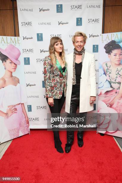 Singer BELLSAINT and Fashion Stylist Derek Warburton attend the LaPalme Magazine Spring Issue Launch at Vespaio on April 21, 2018 in Los Angeles,...