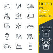 Lineo Editable Stroke - Logistics and Shipping line icons