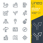 Lineo Editable Stroke - Navigation and Map line icons